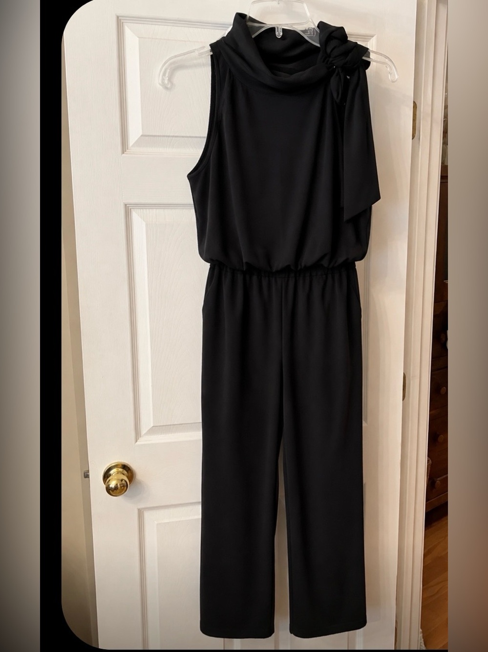 Lauren Ralph Lauren Black Sleeveless Tie-Neck Top and Pant Set